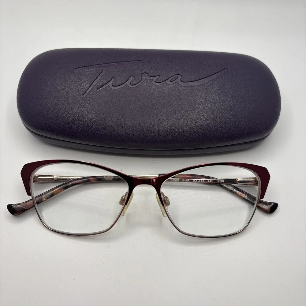 Tura R561 Burgundy Crystal Designer Eyeglasses Frame 53-15-140mm w/case